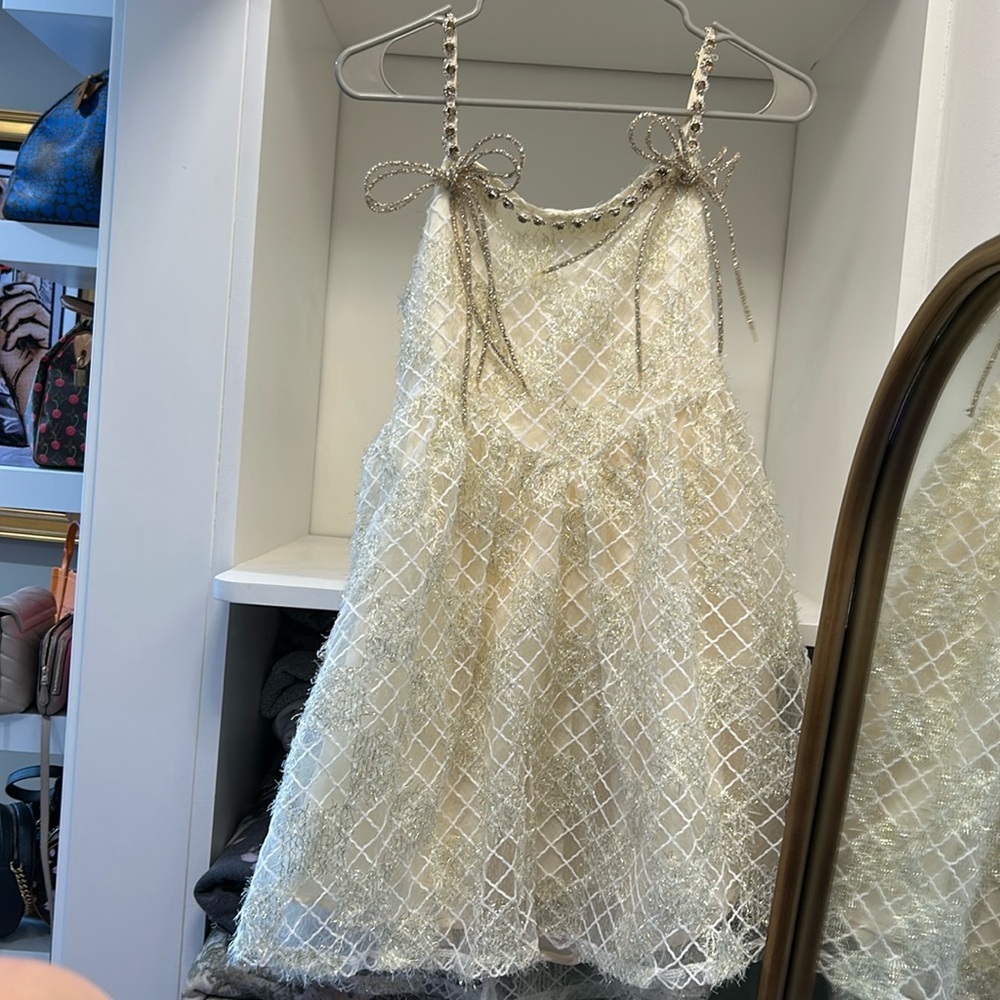 Bellabarnett Teela Diamante Bow Mesh Mini Dress